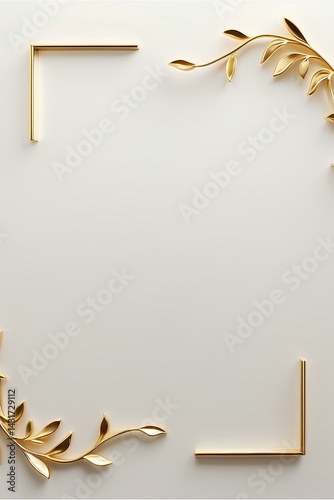 Photo and Artwork Frame. White and Gold. Mockup