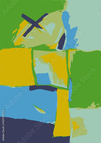 Illustration Vecteur Art Abstrait Contemporain Moderne Peinture Tableau Géométrique Multicolore Plan Architecture Carte Urbain