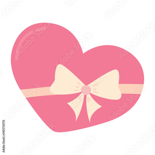 Heart gift with ribbon. Vector