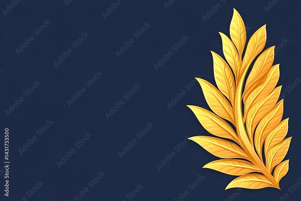 A golden leaf motif on a dark blue background