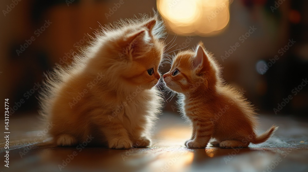 Obraz premium Two ginger kittens facing each other