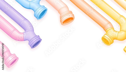 Obraz na płótnie Colorful PVC pipes arranged diagonally against white background w salonie