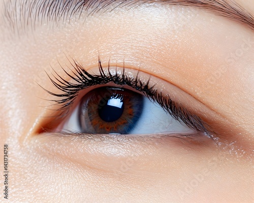 Obraz na płótnie Close-up of a woman's eye with long eyelashes w salonie