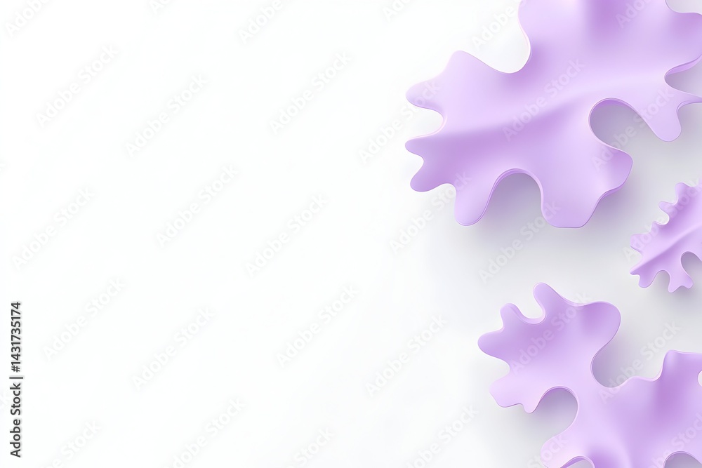Purple abstract shapes on a white background
