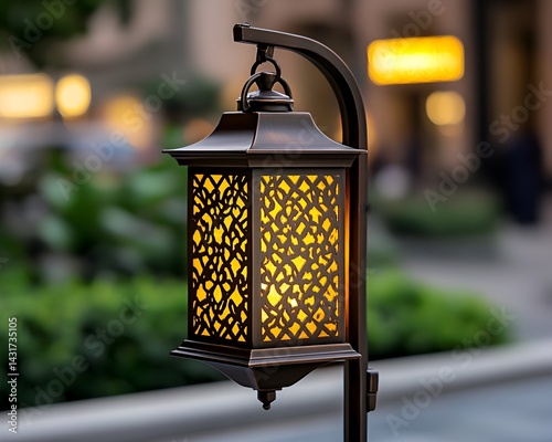Obraz na płótnie Ornate lantern with warm, flickering light w salonie