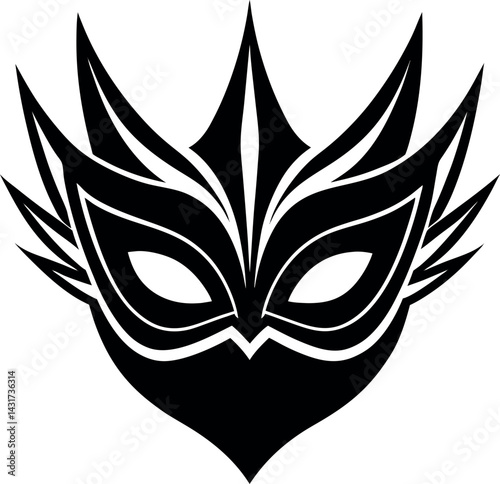 Superhero & Carnival Mask Silhouette in Black | Festive Costume Vector