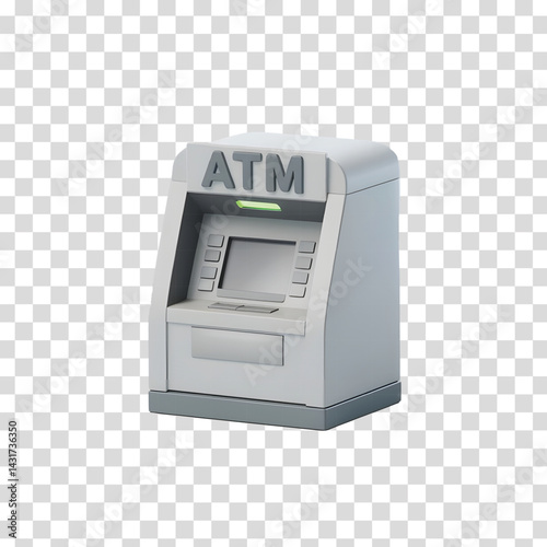 3D ATM Machine Icon PNG – Automated Teller Machine for Banking and Finance Concepts.