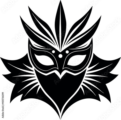 Superhero & Carnival Mask Silhouette in Black | Festive Costume Vector