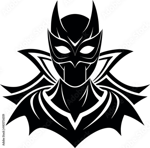 Superhero & Carnival Mask Silhouette in Black | Festive Costume Vector