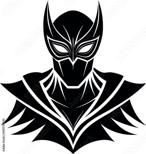 Superhero & Carnival Mask Silhouette in Black | Festive Costume Vector