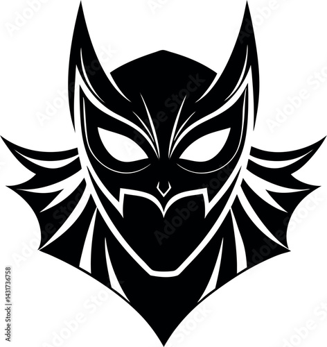 Superhero & Carnival Mask Silhouette in Black | Festive Costume Vector