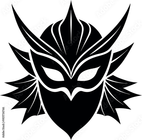 Superhero & Carnival Mask Silhouette in Black | Festive Costume Vector