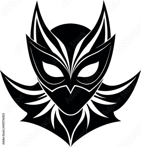 Superhero & Carnival Mask Silhouette in Black | Festive Costume Vector