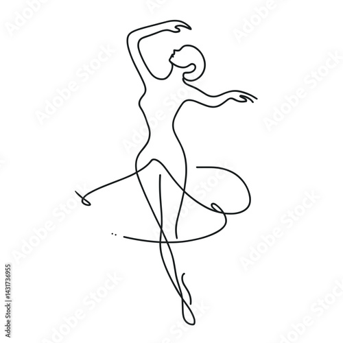 Elegant dancer performing a graceful spin in minimalist style  