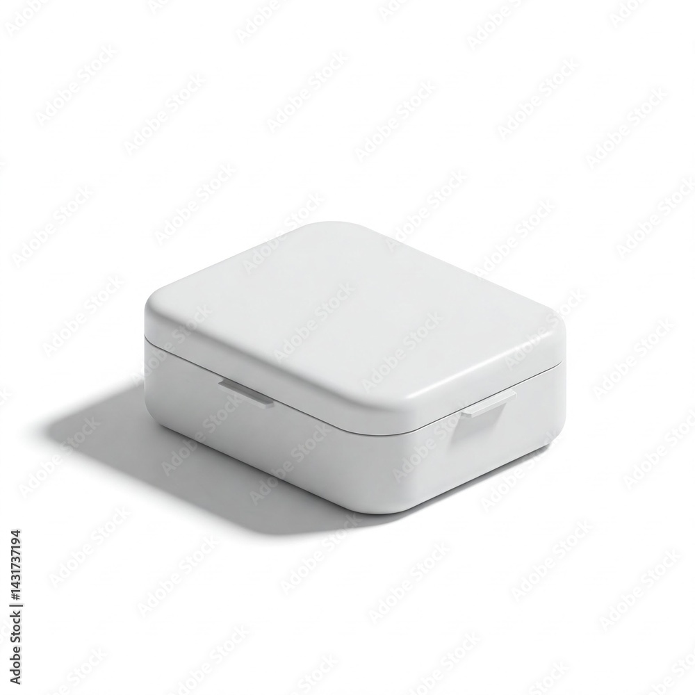 A modern-designed pillbox on a white background, with shadow effects and minimalist style. A modern-designed pillbox on a white background, with shadow effects and minimalist style.