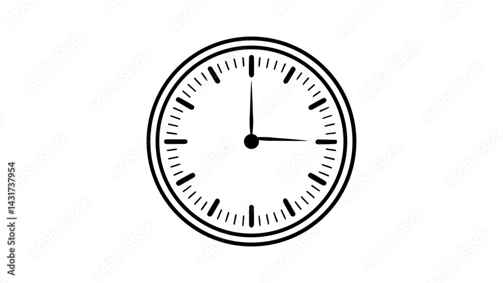 Wall clock on white background showing time Wall clock on white background showing time