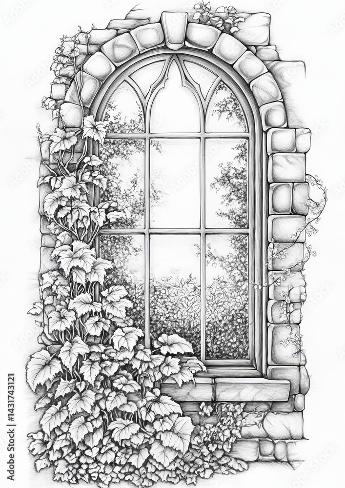Fototapeta premium Windows To Another World Coloring Pages