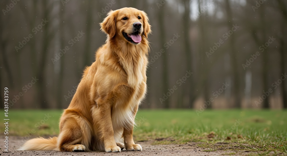 Obraz premium Golden retriever sitting facing forward