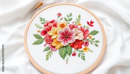 Detailed embroidered flower bouquet