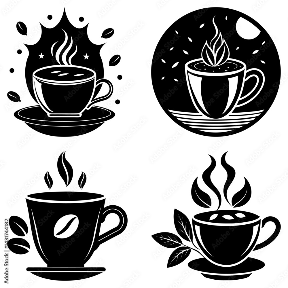 Obraz premium Coffee silhouette vector