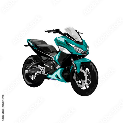 a blue and black scooter vehicle without a background