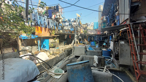 laundry at the dhobi ghat slum in mumbai