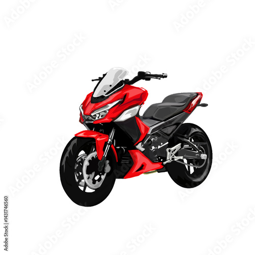 a red and black scooter vehicle without a background