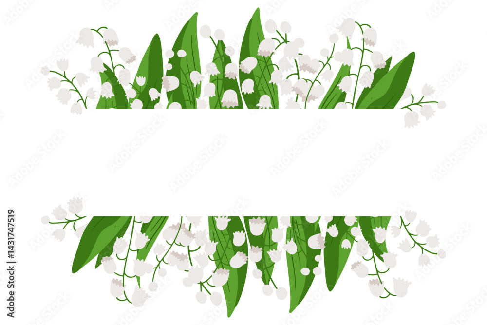 custom made wallpaper toronto digitalHand drawn floral border with lily of the valley flowers and green leaves with copy space in the center. This illustration symbolizes spring, purity, elegance and nature-inspired decoration