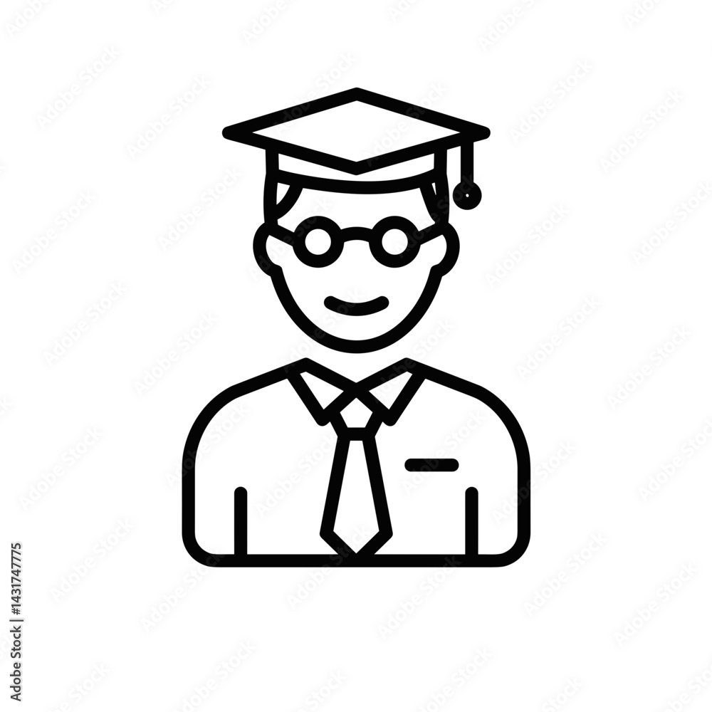 Graduate teacher smiling in academic attire on a white background Graduate teacher smiling in academic attire on a white background
