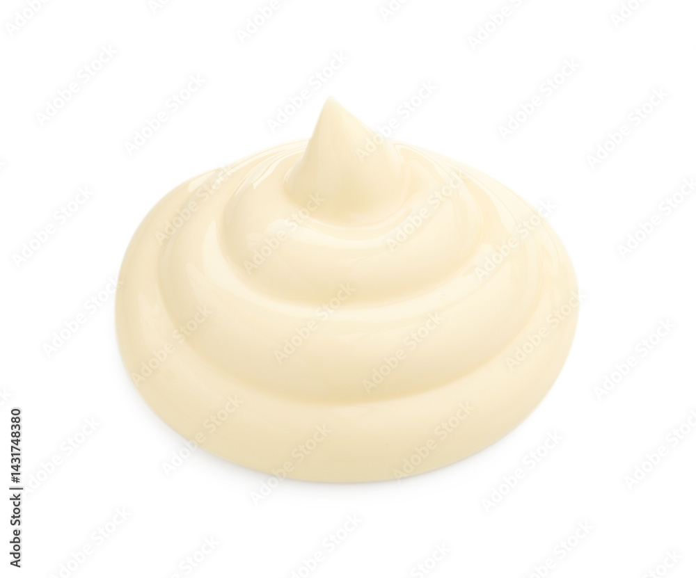 Sample of delicious mayonnaise isolated on white Sample of delicious mayonnaise isolated on white