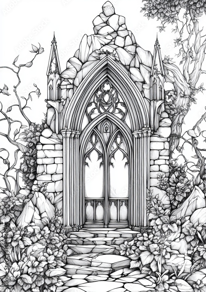 Fototapeta premium Windows To Another World Coloring Pages
