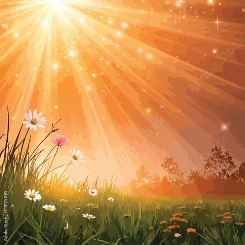spring meadow with flowers