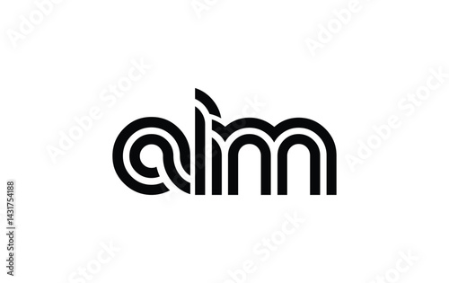 ALM Creative Unique Modern Letter Logo Design. Stylized logo featuring a unique letter design, presenting abstract minimalist aesthetics and modern appeal.