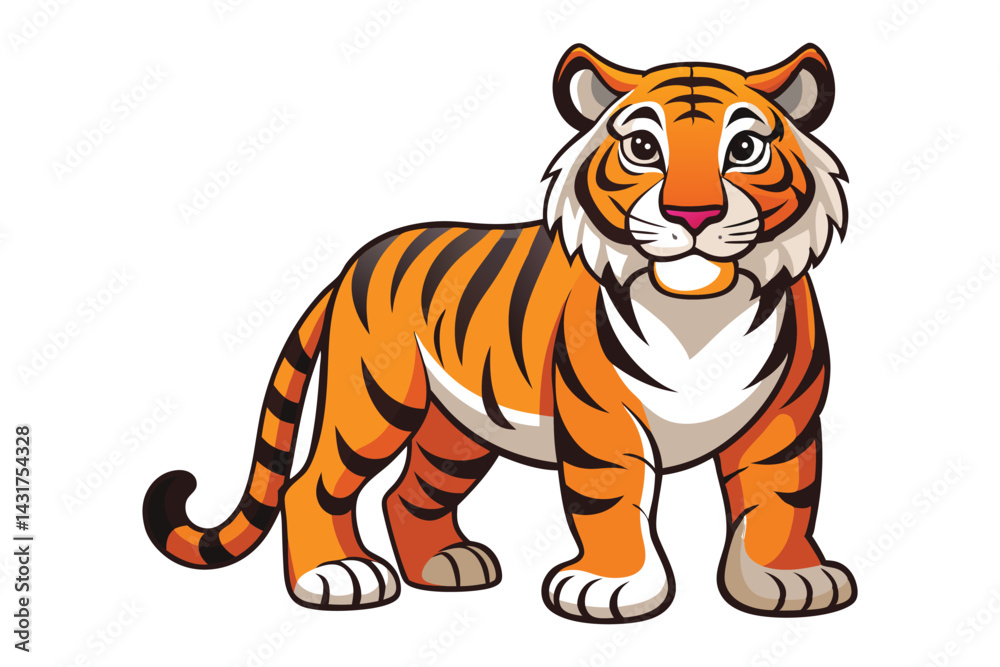 Fototapeta premium Bengal Tiger Mascot Full Body White Background