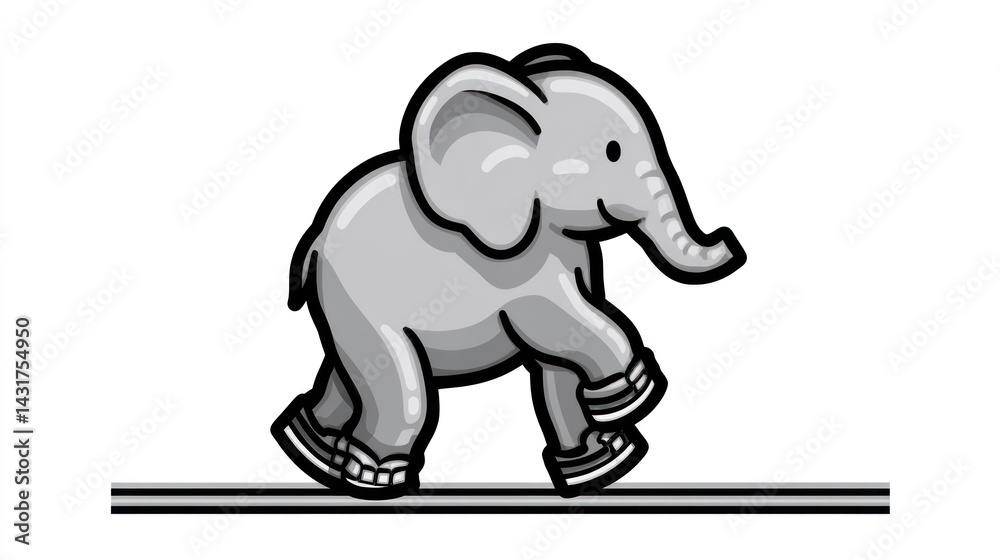 Obraz premium Cute elephant cartoon walking