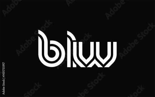 BLW Creative Unique Modern Letter Logo Design. Stylized logo featuring a unique letter design, presenting abstract minimalist aesthetics and modern appeal.