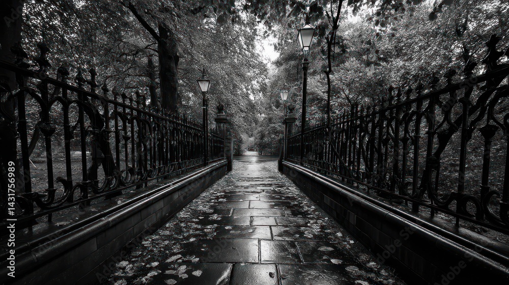 Fototapeta premium Dark, park pathway