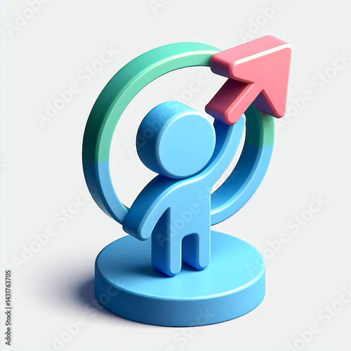 Obraz na płótnie Minimal 3D toy-style achievement icon with three-tone plastic finish. Symbol of success, goal, or award, isolated on white background. w salonie