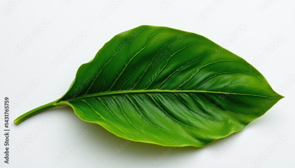 Obraz premium Vibrant Green Leaf with Detailed Texture on Clean Background