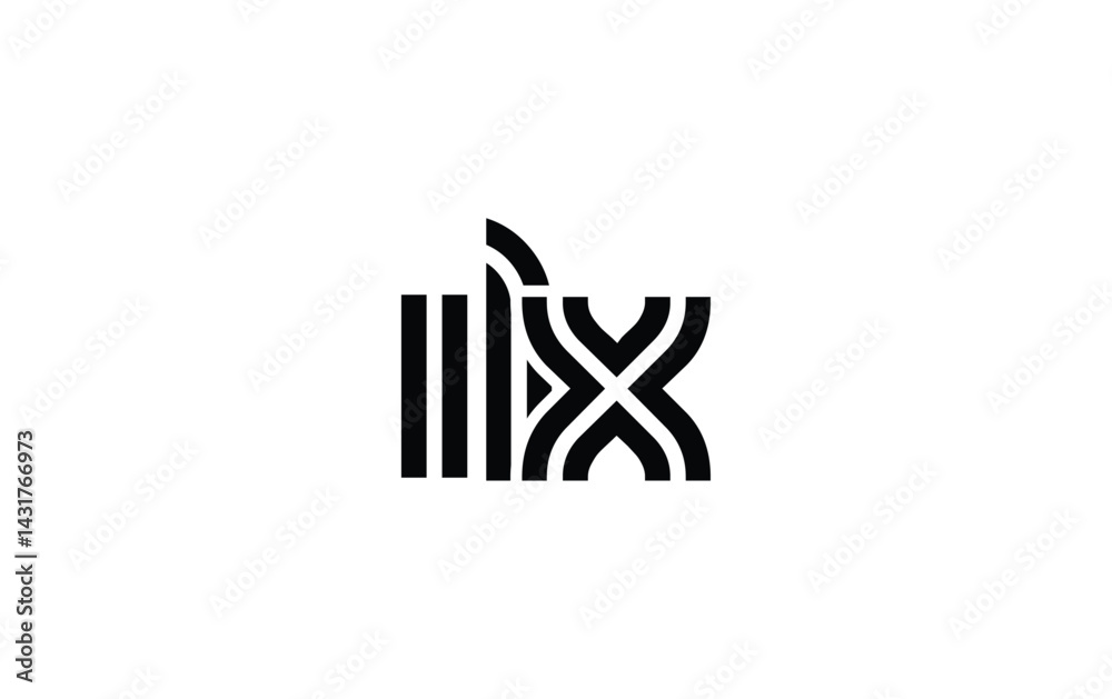 Fototapeta premium ILX Creative Unique Modern Letter Logo Design. Stylized logo featuring a unique letter design, presenting abstract minimalist aesthetics and modern appeal.