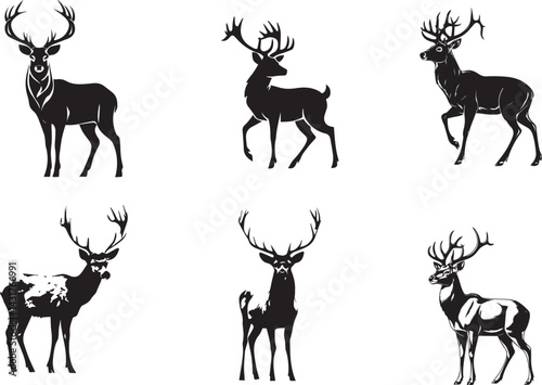 vector set of deer