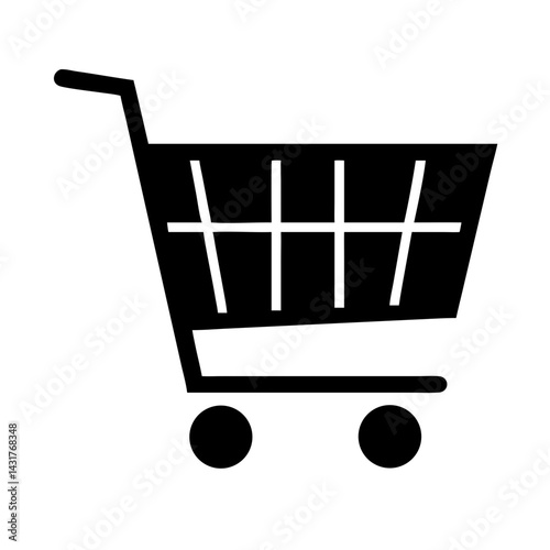 This is a vector illustration of a shopping cart icon, a symbol commonly used in e-commerce and online stores to represent the action of buying items, often found as a button or sign on websites and a