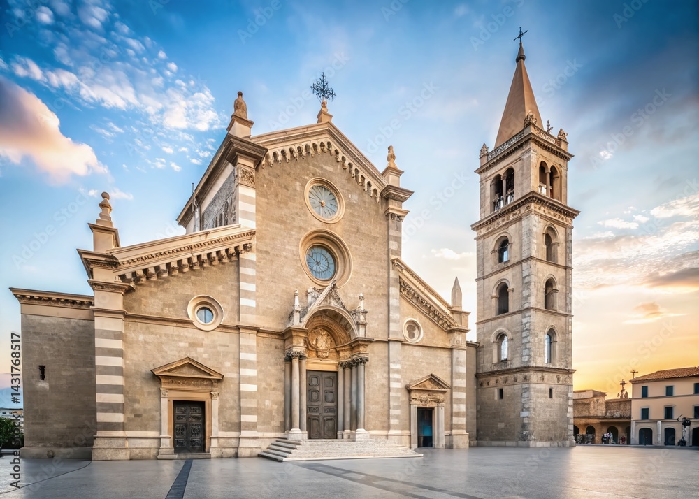 Fototapeta premium Minimalist Messina Cathedral Architecture, Sicily, Italy