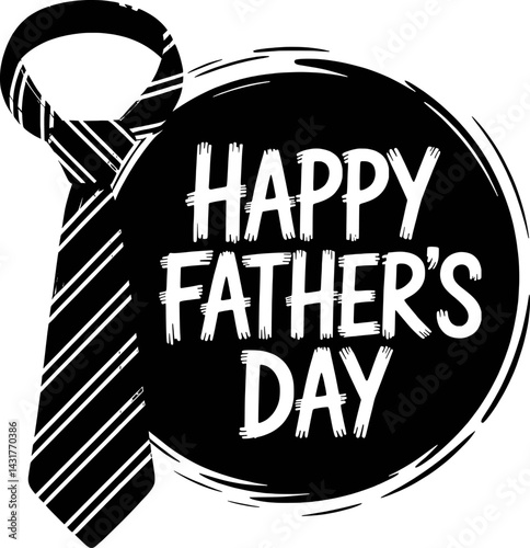 Happy fathers day black and white design with tie illustration