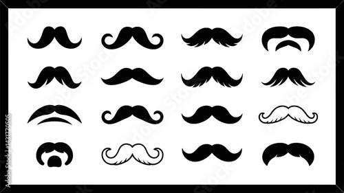 Collection of mustache styles silhouette vector art for fathers day