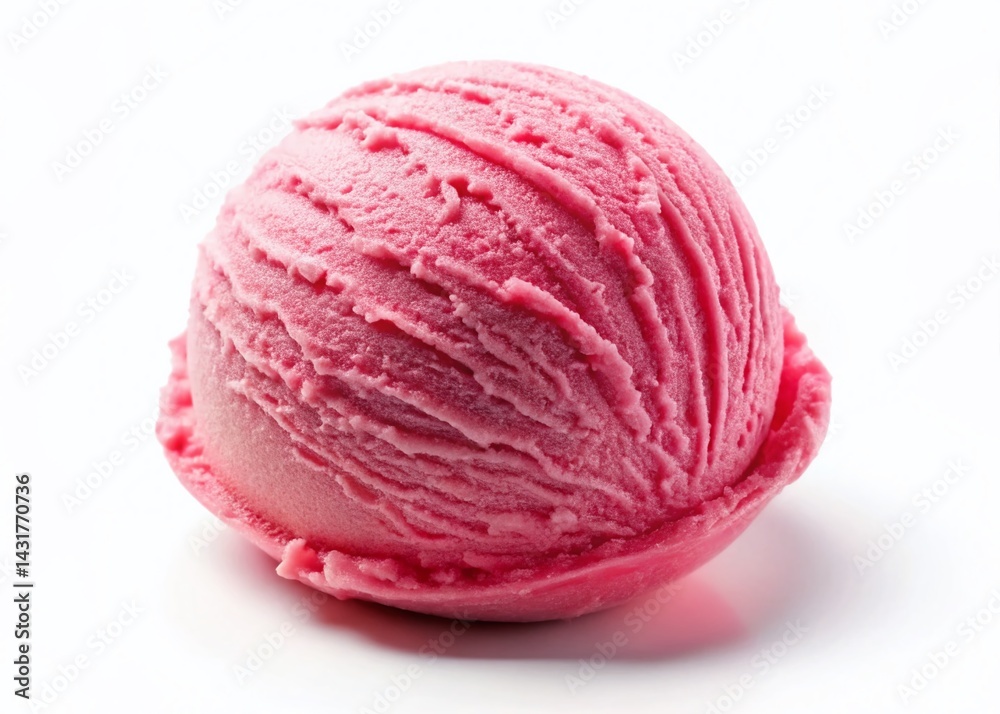 Minimalist Pink Ice Cream Scoop Isolated on White Background - Perfect for Summer Designs