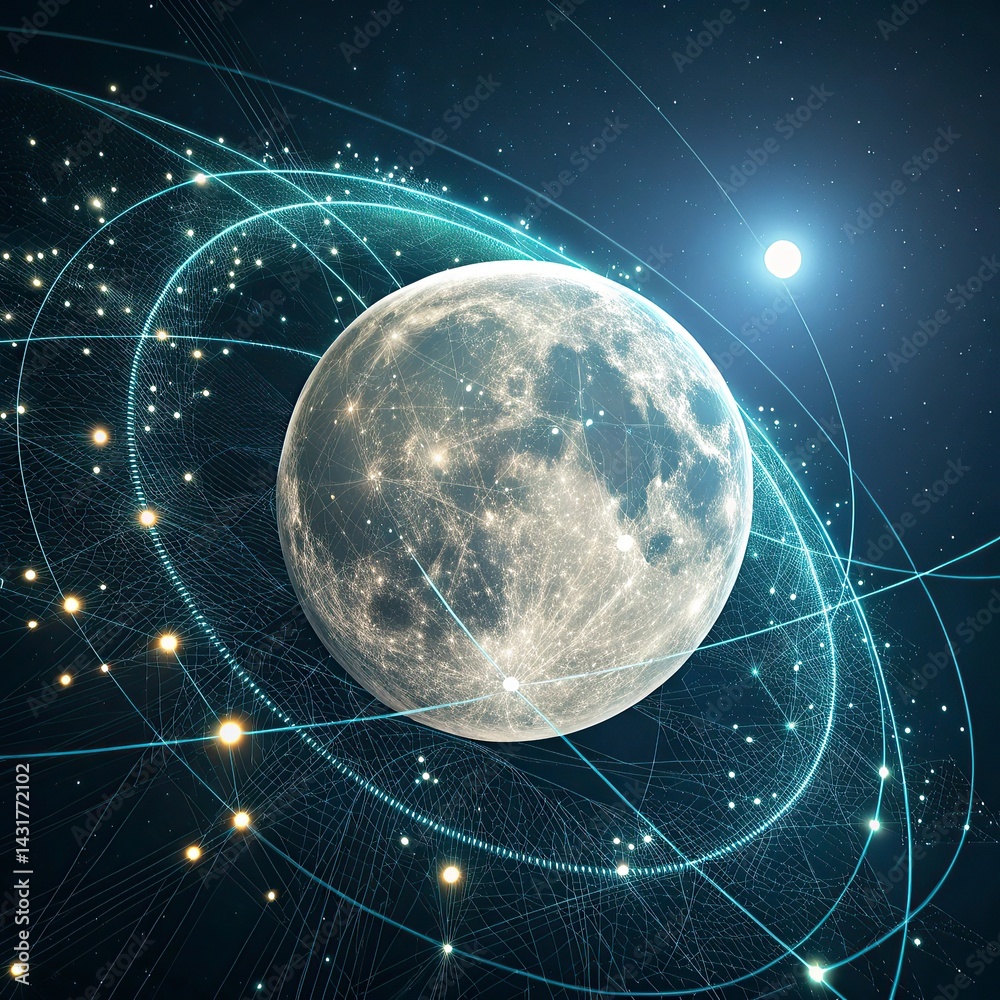 Obraz premium Planet Earth from space with network representing international communication, technology and travel. 3D illustration.