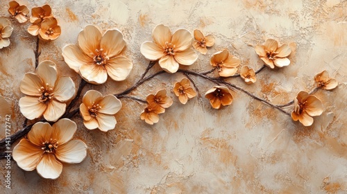 Floral mail art beige background calm tone