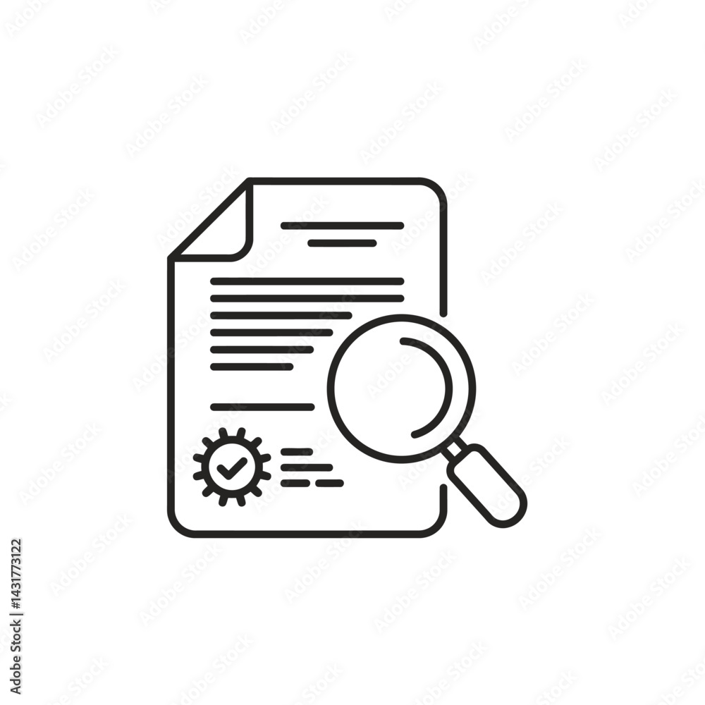 Open Folder with Documents and Magnifying Glass Vector Illustration. Analysis Concept Design