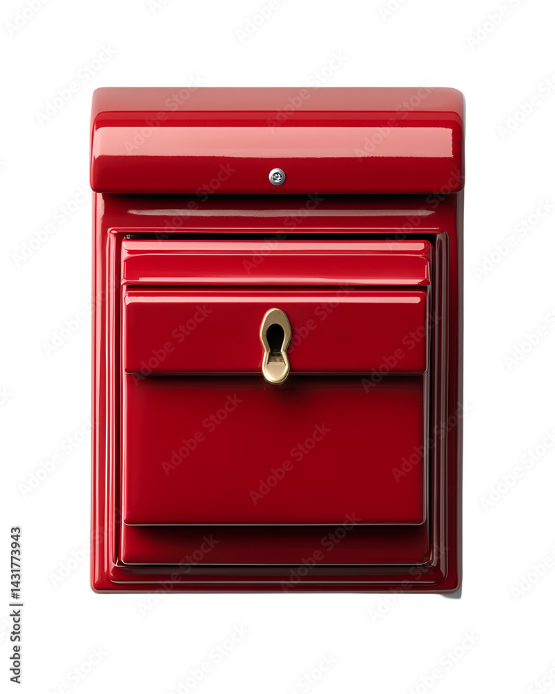 Fototapeta premium Red mailbox glossy finish modern design home exterior